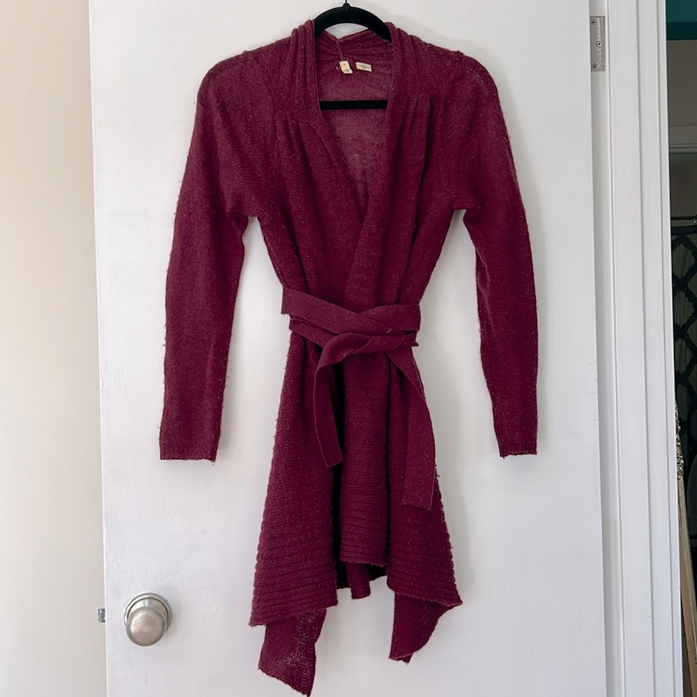Light wool Moth thigh length size S cardigan sweater.